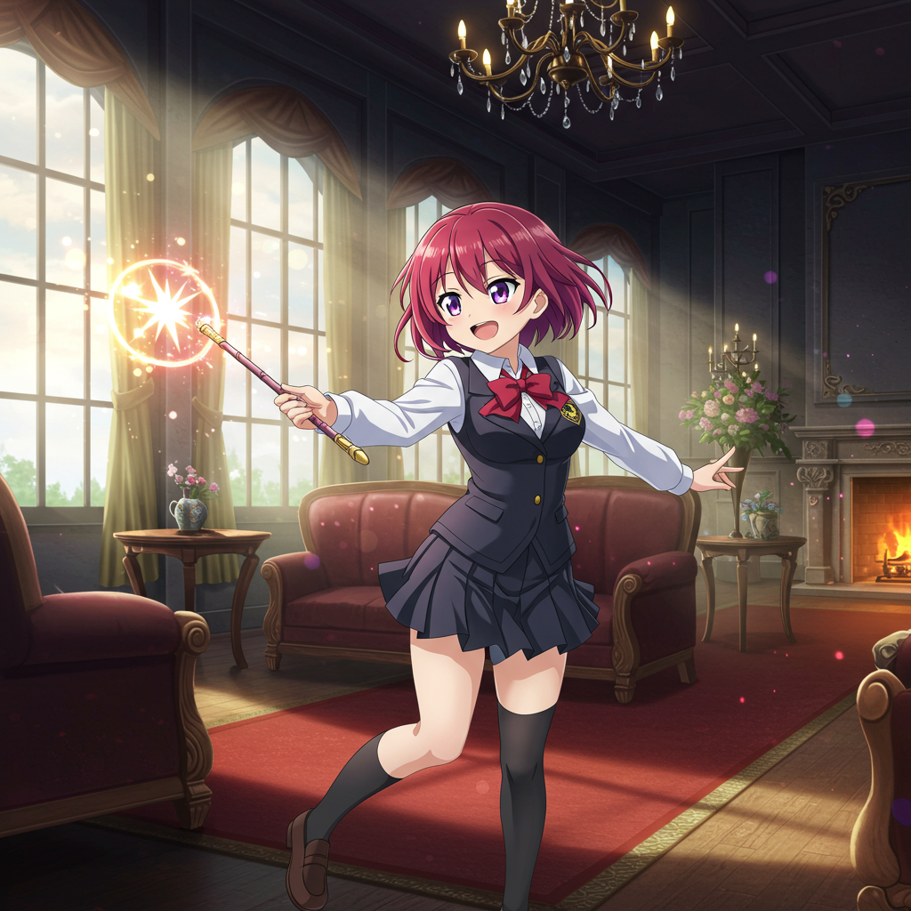 ナビちゃんが楽しそうに魔法の杖を振って防御呪文を唱えている。