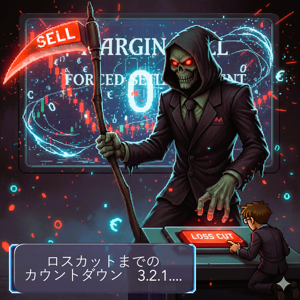 【第1話】FX 損切り できない 心理を破壊!死神を気取る魔王ロスカットン、女子高生に「ただのシステムですよね?」と論破される 6 損切りをためらう心の隙を突く魔王ロスカットンの画像